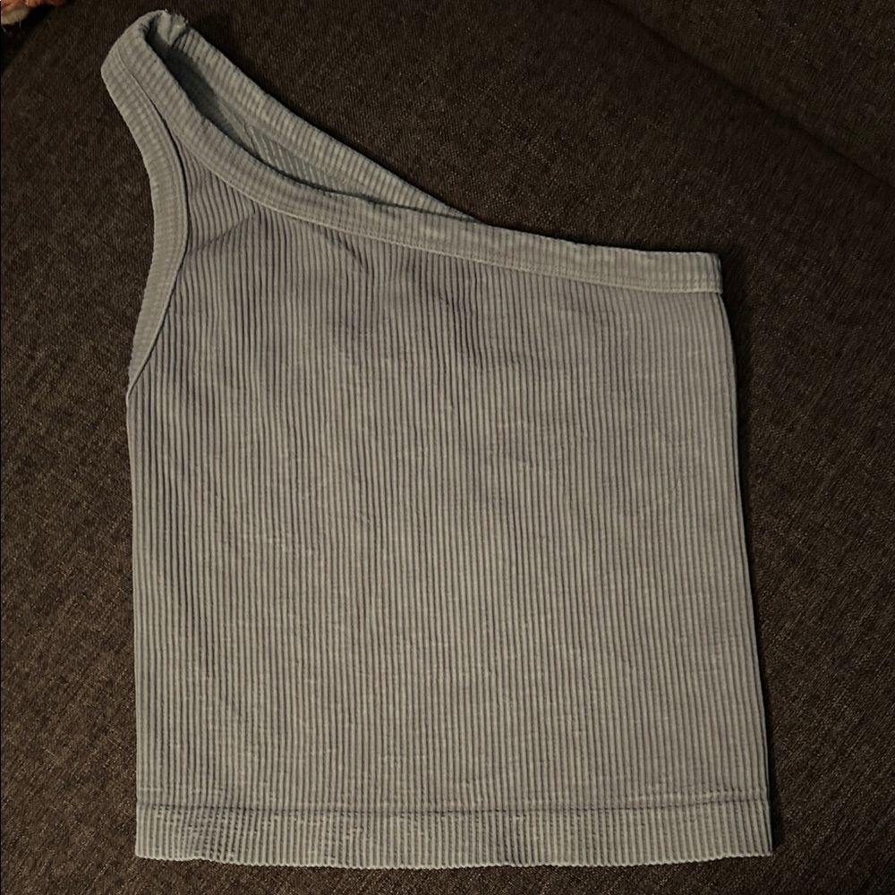 Nikibiki Ribbed light blue Asymmetrical Tank Top